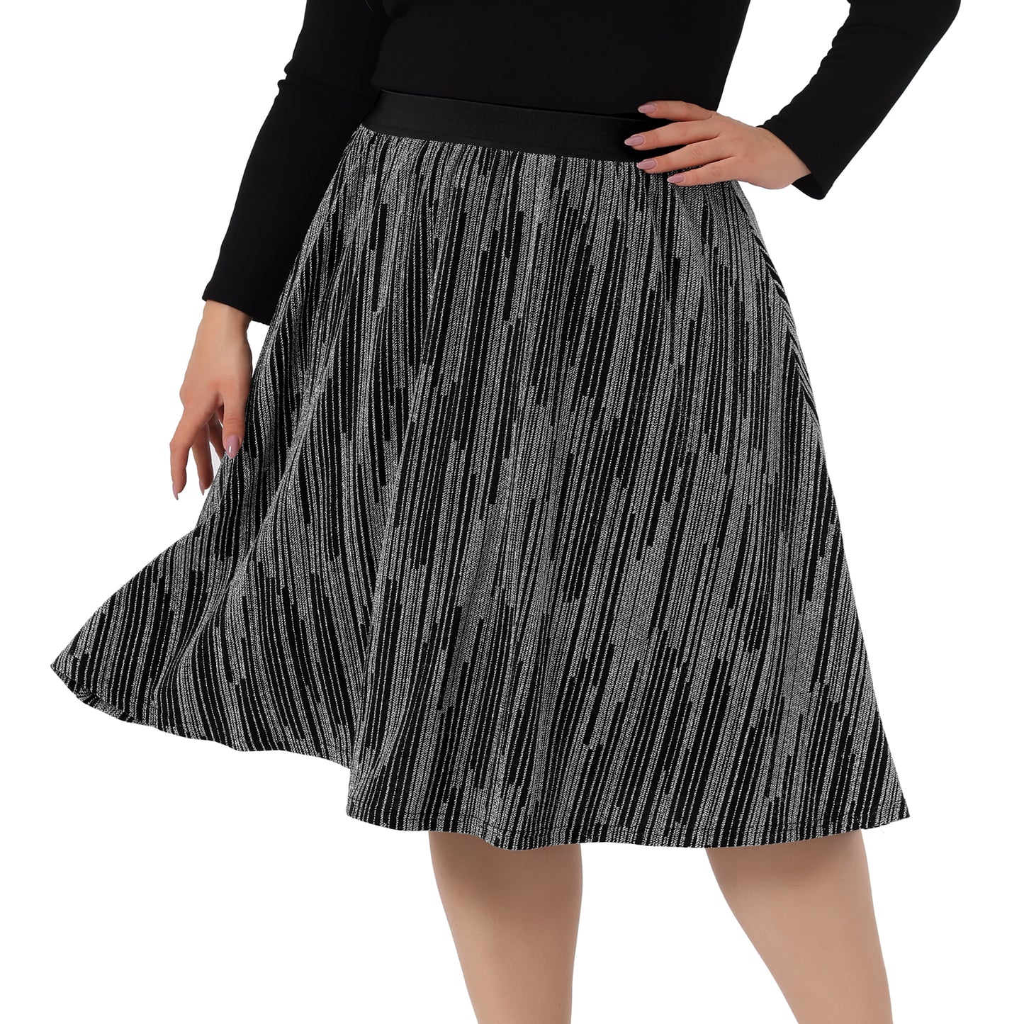 Faldas de talla grande para mujer, cintura elástica, metálicas, con brillo para fiestas