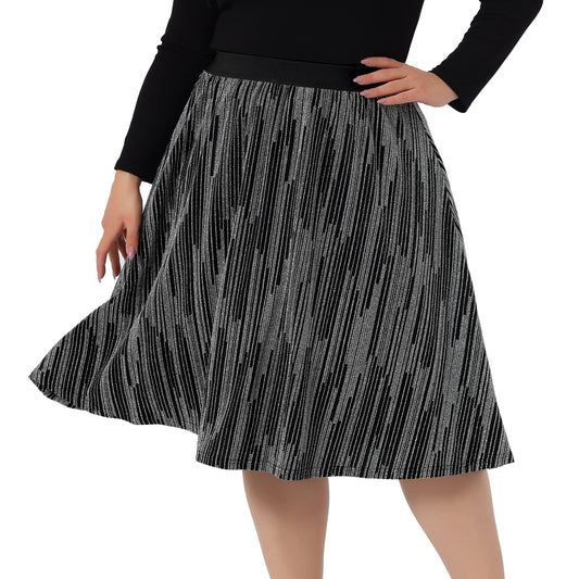 Faldas de talla grande para mujer, cintura elástica, metálicas, con brillo para fiestas