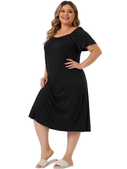Women Plus Size Nightgown Short Sleeves Lightweight Sleepwear Nightdress