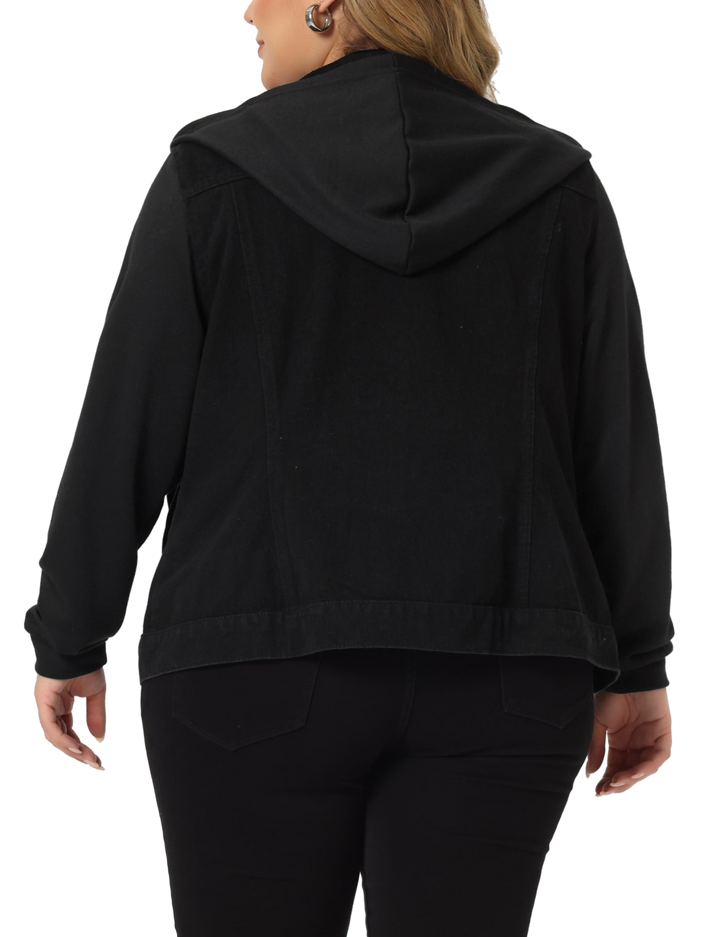 Chaqueta vaquera de talla grande para mujer con capucha, manga larga, estilo western, informal, con capucha, chaqueta vaquera