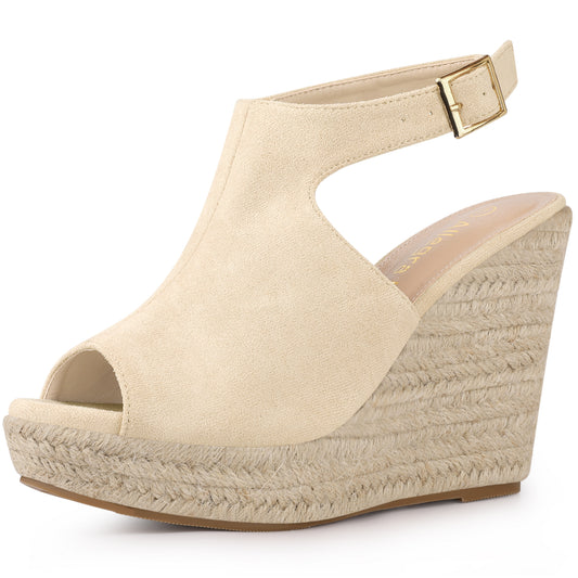 Women's Peep Toe Slingback Platform Espadrilles Wedge Heels Sandals