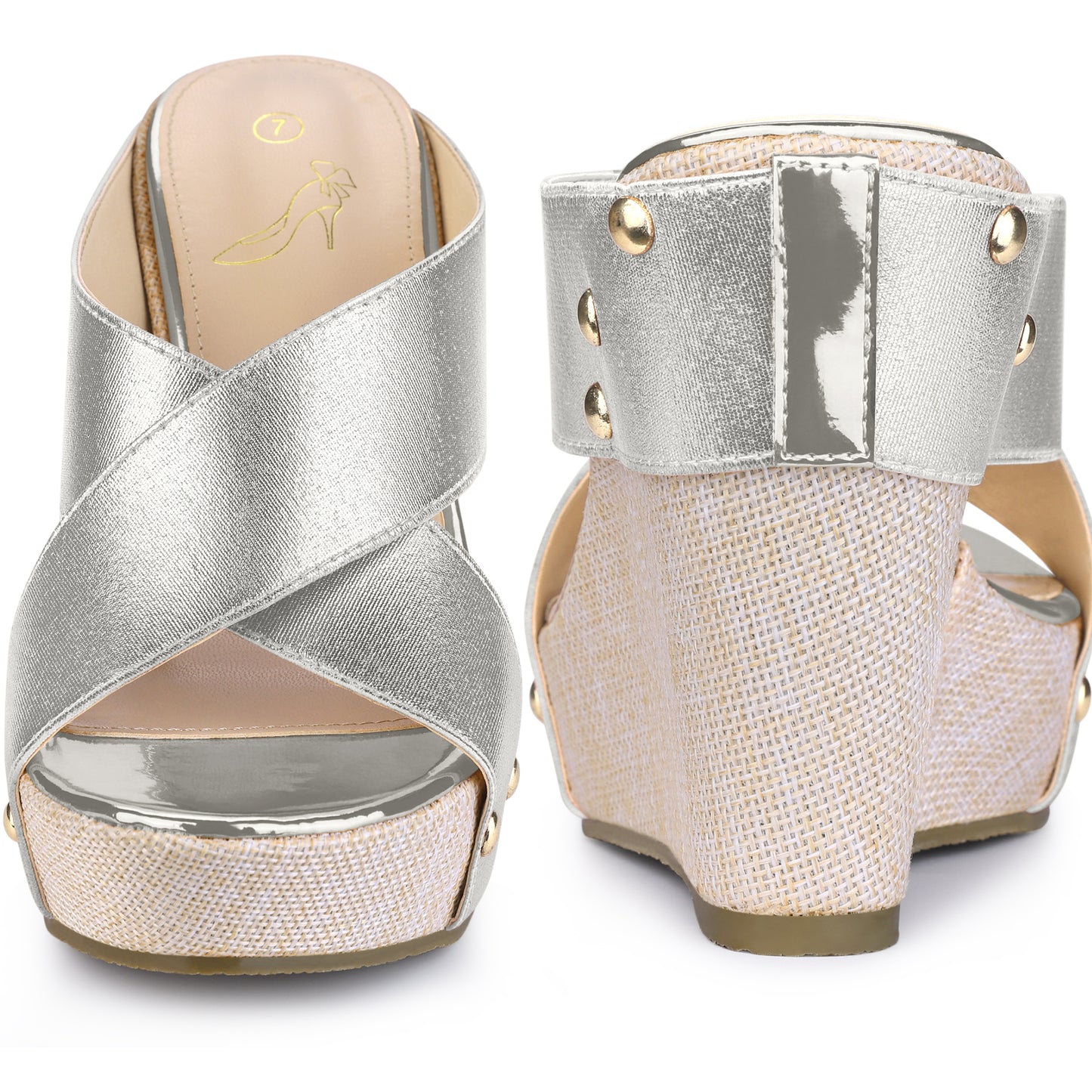 Women Open Toe Platform Linen Slide Wedge Sandals
