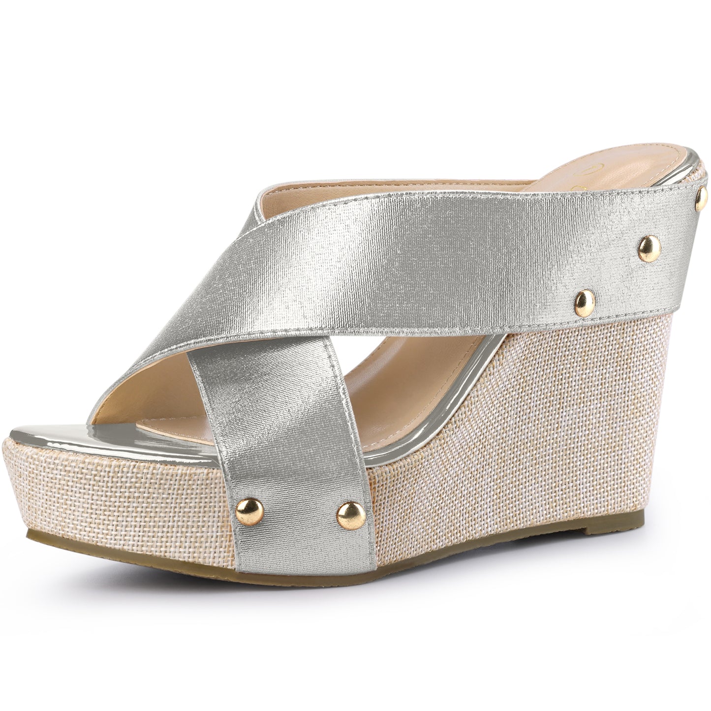Women Open Toe Platform Linen Slide Wedge Sandals