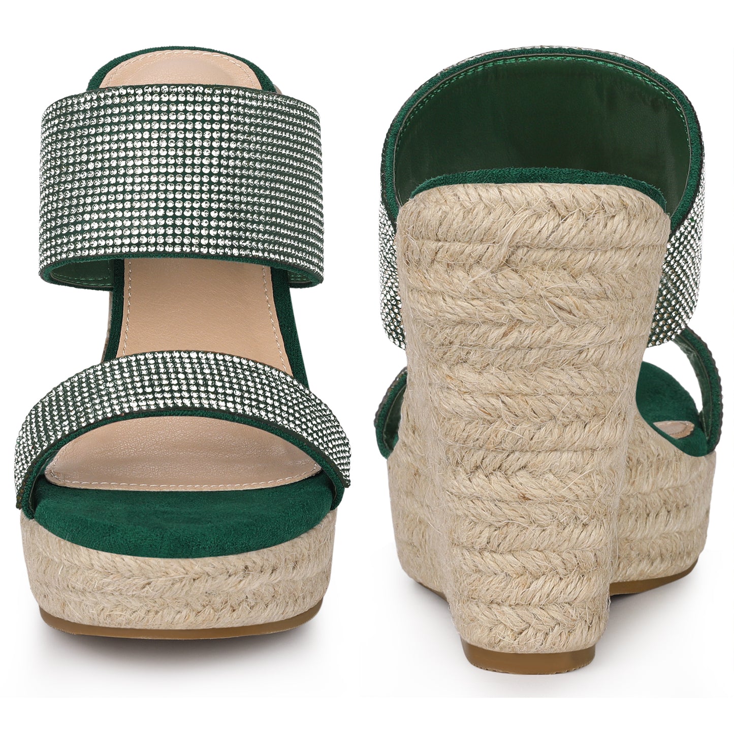 Women Platform Rhinestones Espadrille Wedge Sandals