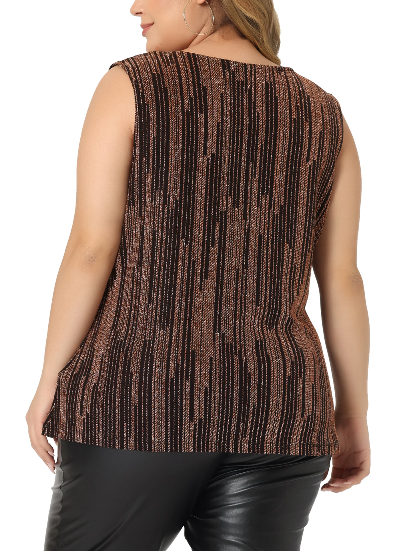 Women Plus Size Sequin Tops Sleeveless Glitter Glam Gradient Tank Vest