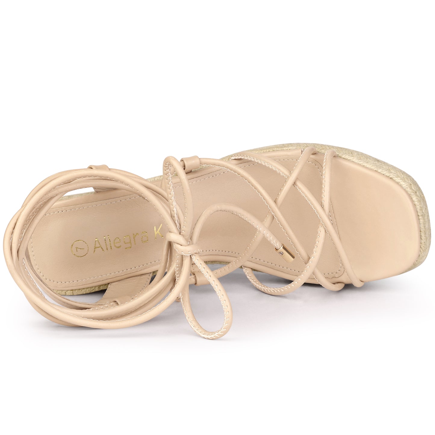 Alpargatas con plataforma, punta cuadrada y cordones para mujer