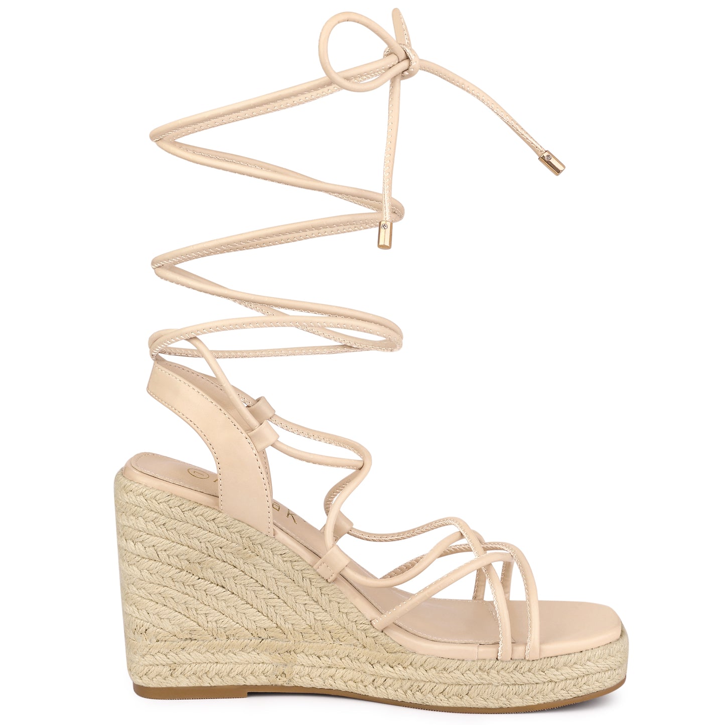 Alpargatas con plataforma, punta cuadrada y cordones para mujer