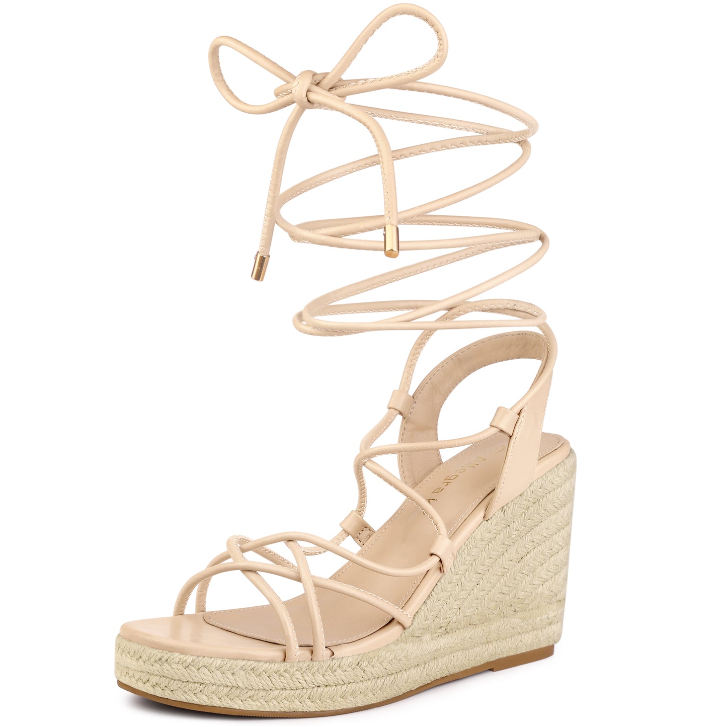 Alpargatas con plataforma, punta cuadrada y cordones para mujer