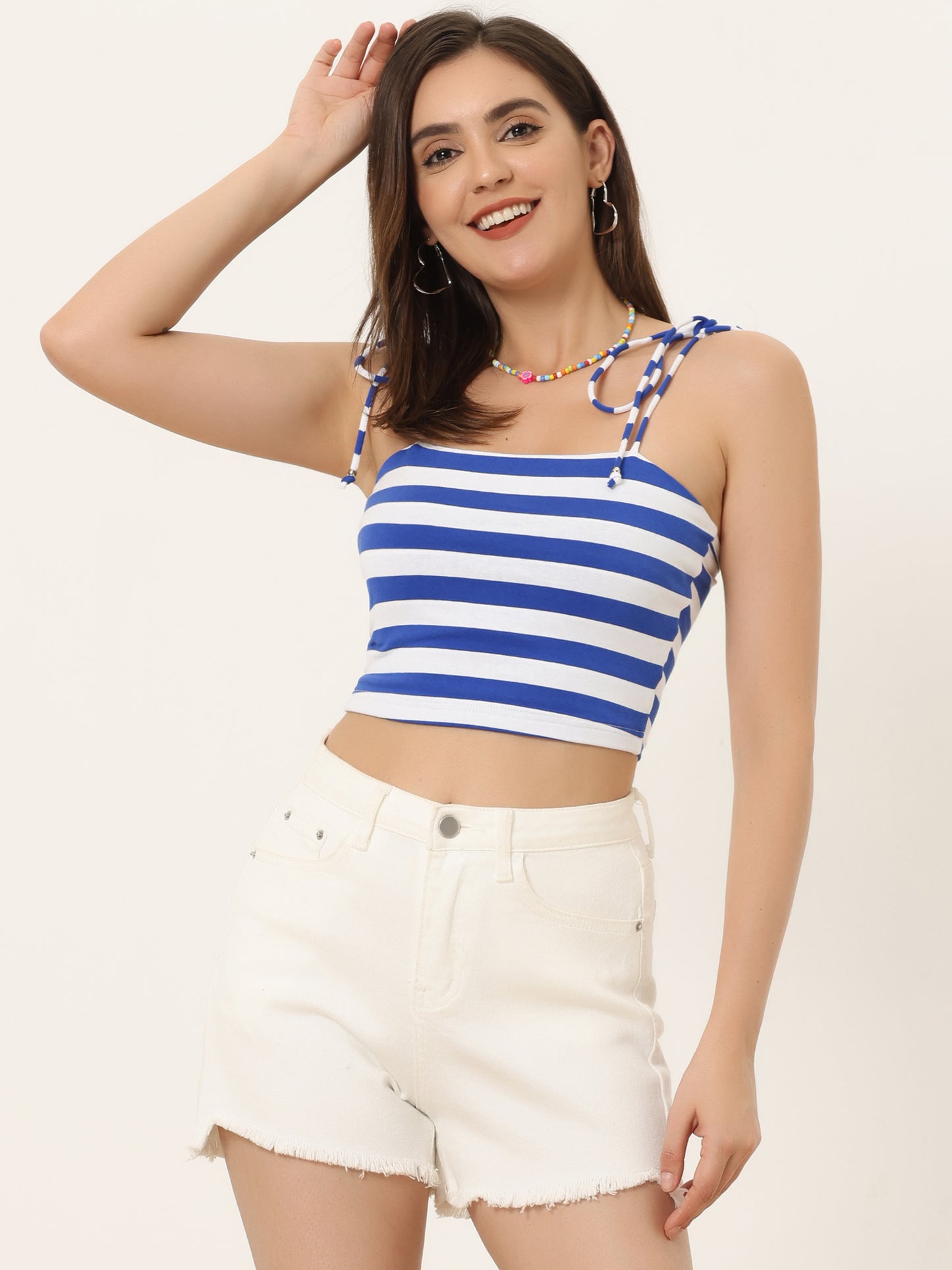 Women's Cami Tube Top Tie Spaghetti Straps Sleeveless Summer Crop Top (Available in Plus Size)
