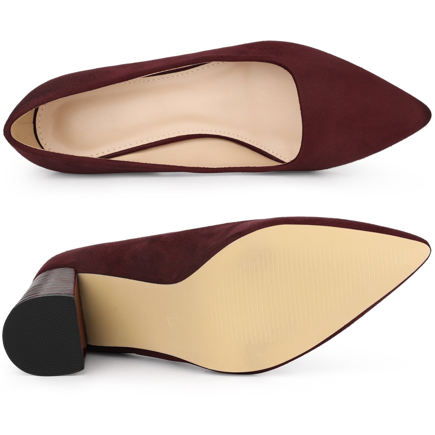 Zapatos de vestir para mujer con punta puntiaguda, sin cordones, estampado a cuadros, punta cerrada y tacón grueso