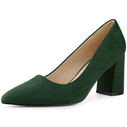 Zapatos de vestir para mujer con punta puntiaguda, sin cordones, estampado a cuadros, punta cerrada y tacón grueso