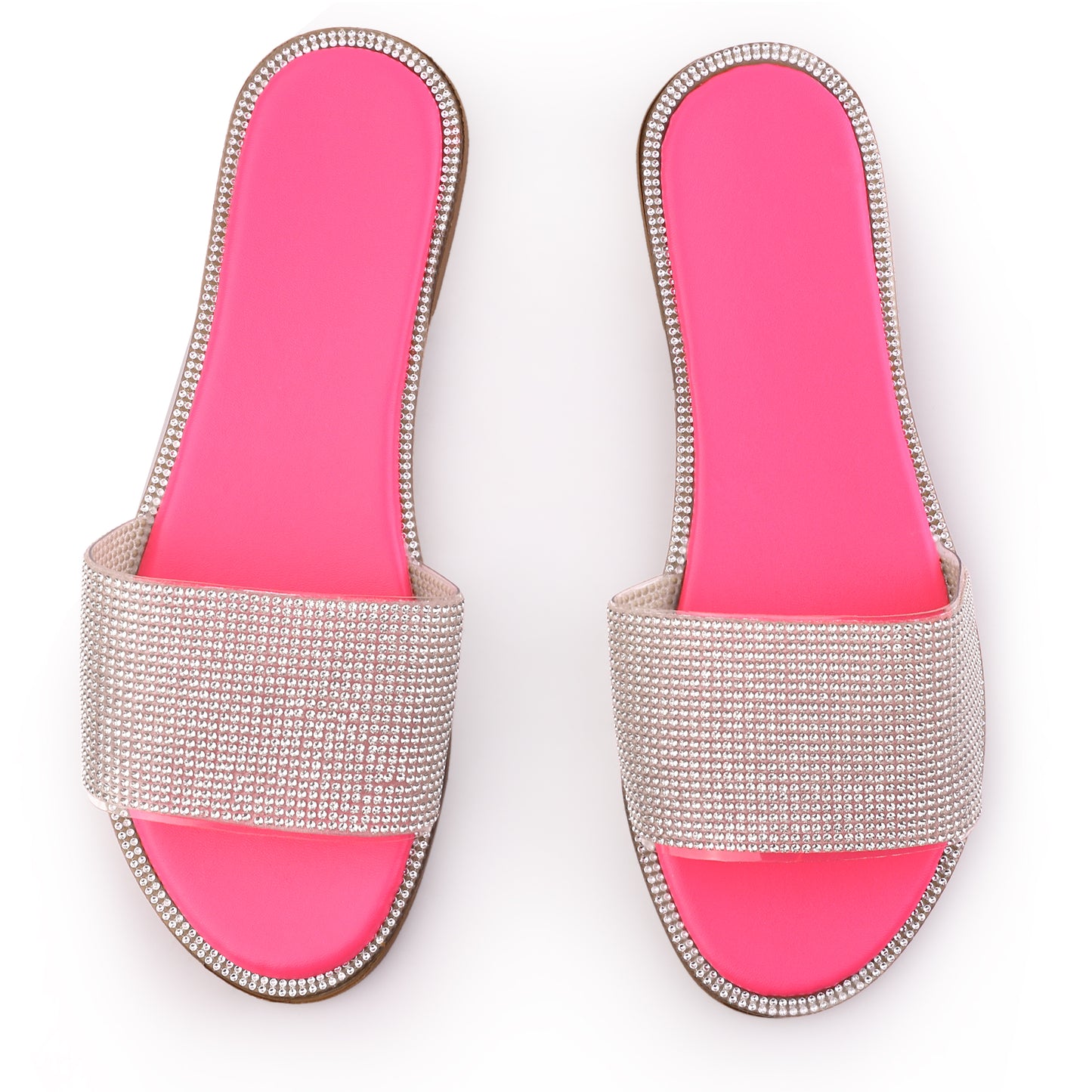 Women Beach Sandal Rhinestones Sandal Slip On Flat Sandals