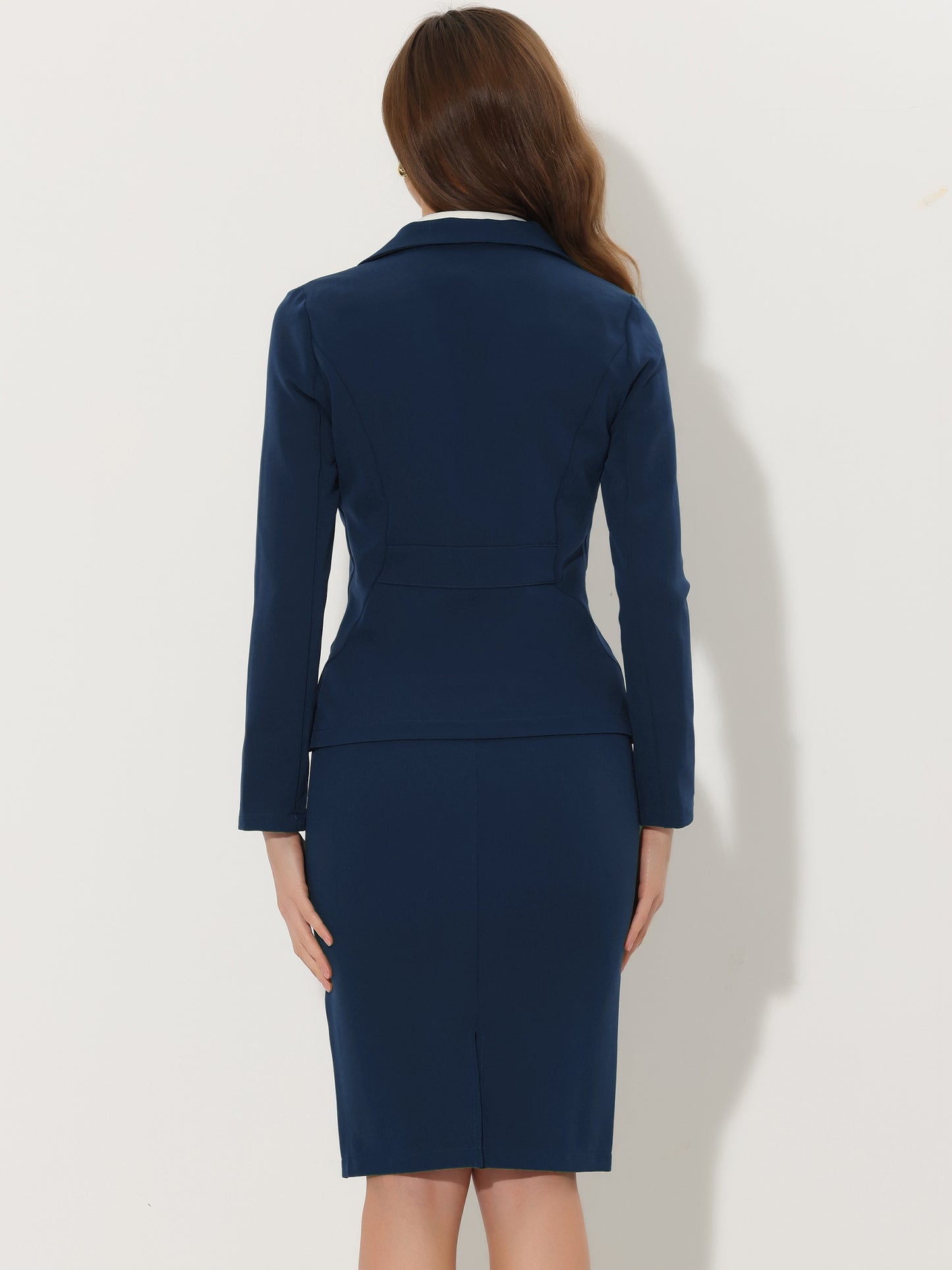 Women's 2 Piece Suit Skirt Set Business Casual Long Sleeve Blazer and Pencil Skirt (Available in Plus Size)
