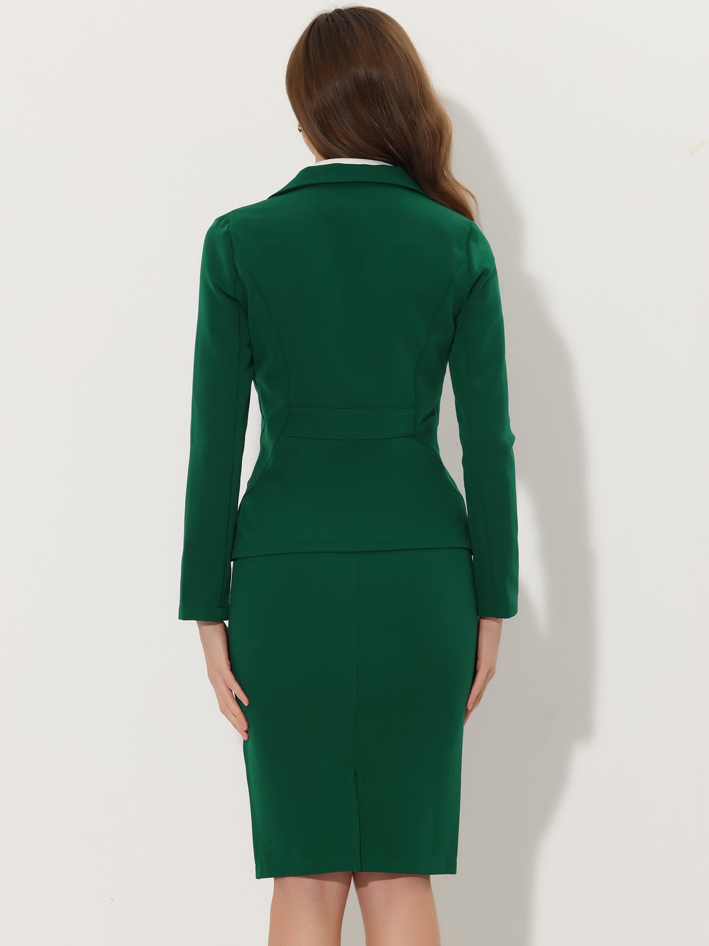 Women's 2 Piece Suit Skirt Set Business Casual Long Sleeve Blazer and Pencil Skirt (Available in Plus Size)