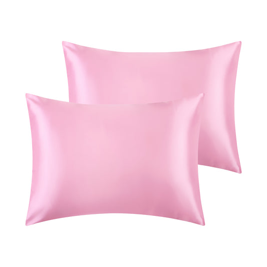 Satin Pillowcase for Hair and Skin Breathable and Soft Set of 2 with Envelope Closure