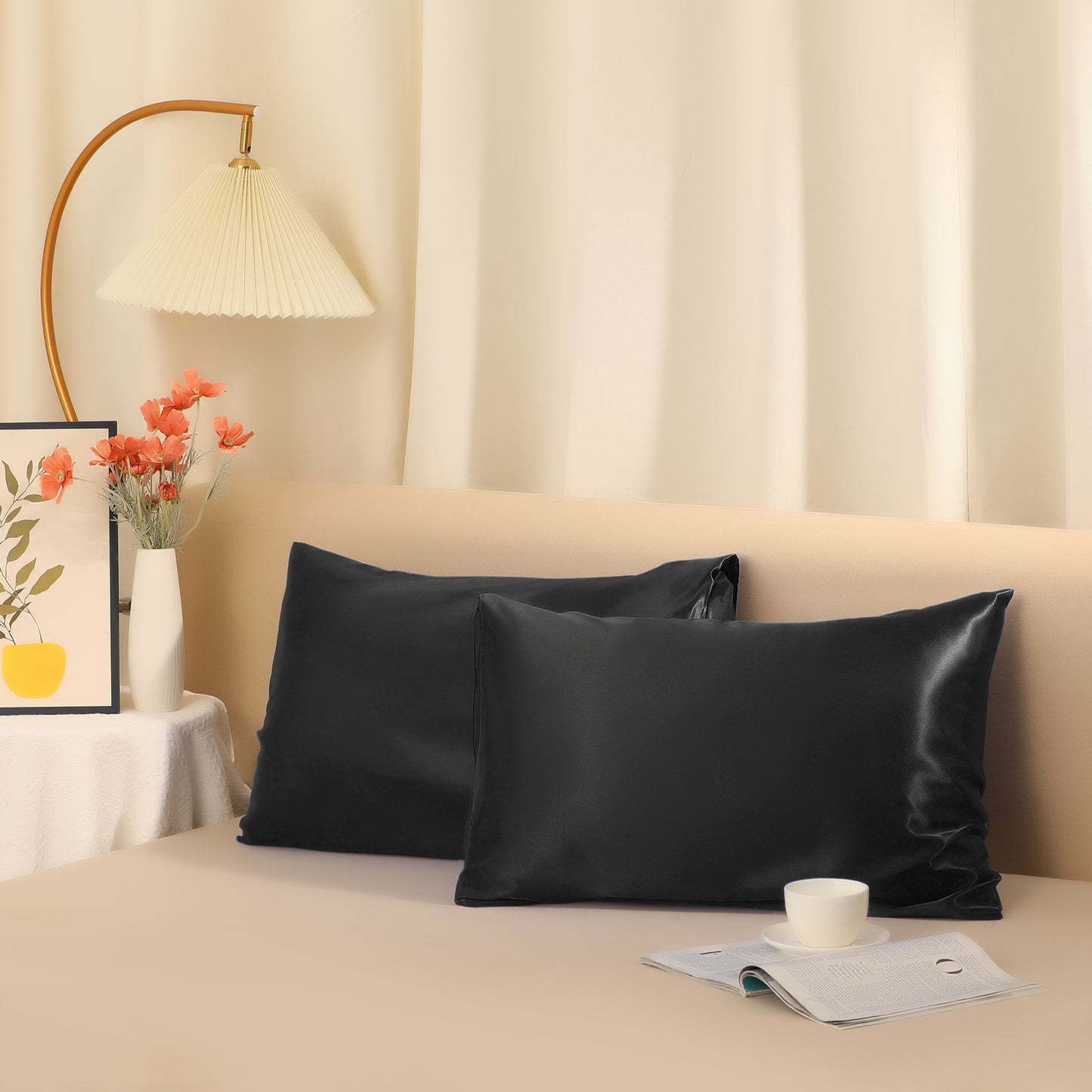 Satin Pillowcase Set of 2 Soft and Comfortable for Hair and Skin with Envelope Closure
