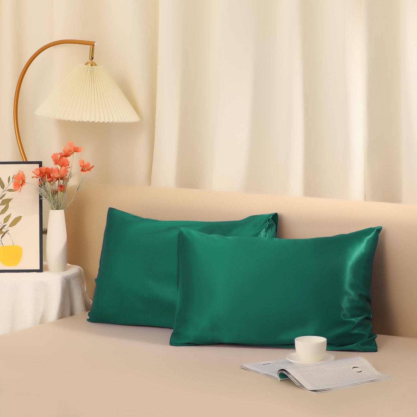 Satin Pillowcase Set of 2 Soft and Comfortable for Hair and Skin with Envelope Closure