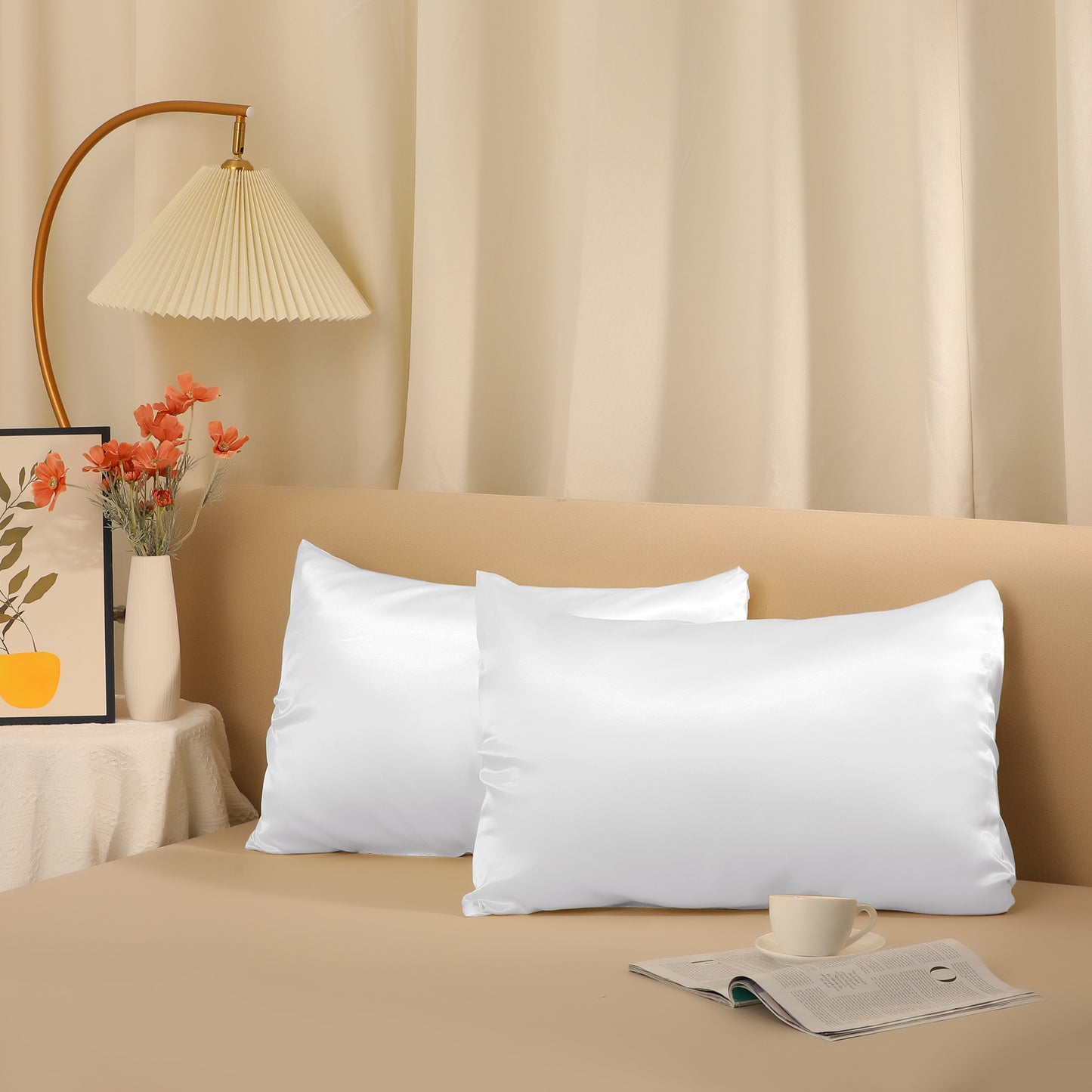 Satin Pillowcase Set of 2 Soft and Comfortable for Hair and Skin with Envelope Closure