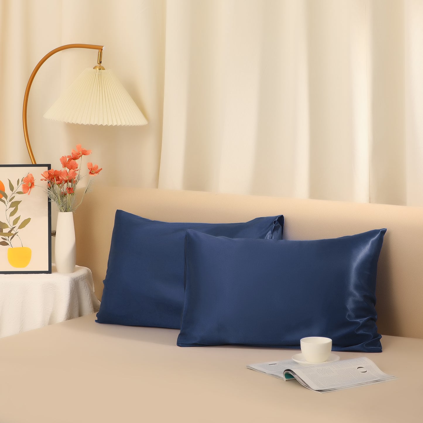 Satin Pillowcase Set of 2 Soft and Comfortable for Hair and Skin with Envelope Closure