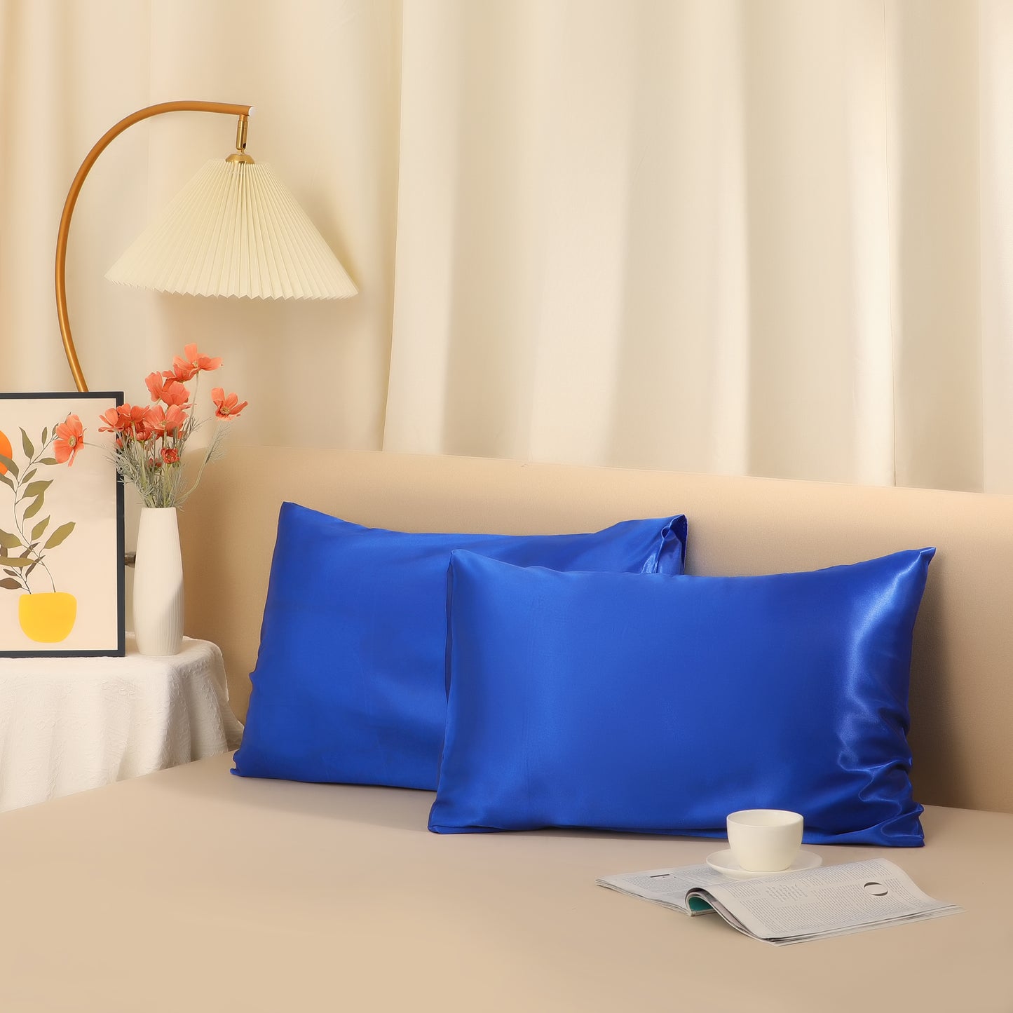 Satin Pillowcase Set of 2 Soft and Comfortable for Hair and Skin with Envelope Closure