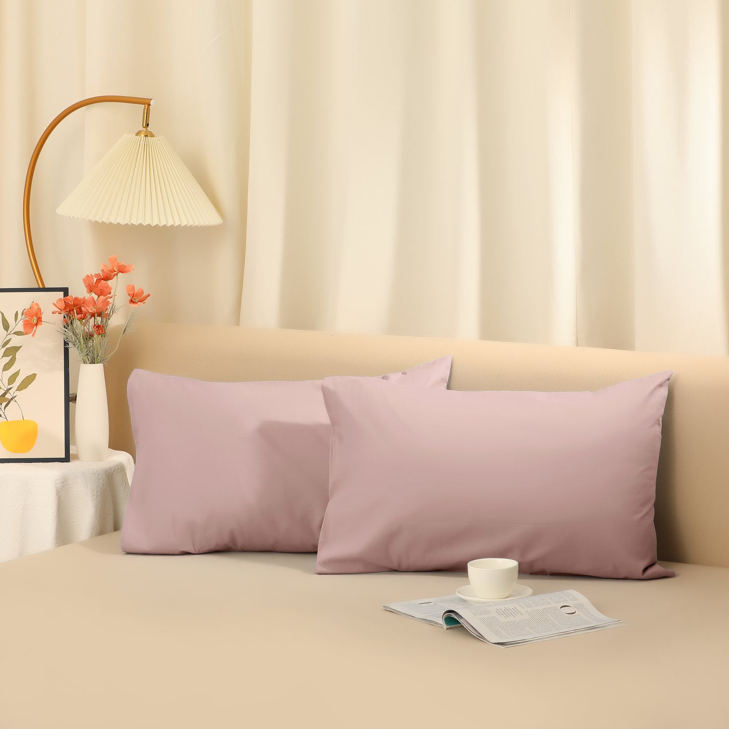 Cotton Pillowcases Set of 2 with Envelope Closure for Softness and Durable Standard