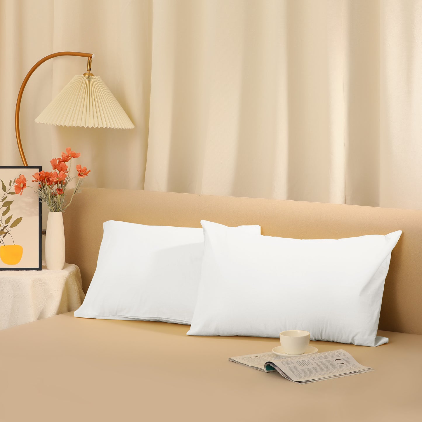Cotton Pillowcases Set of 2 with Envelope Closure for Softness and Durable Standard