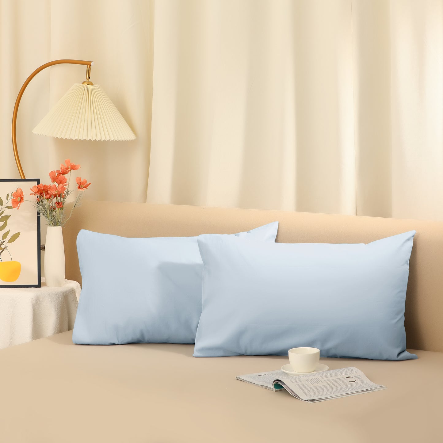 Cotton Pillowcases Set of 2 with Envelope Closure for Softness and Durable Standard