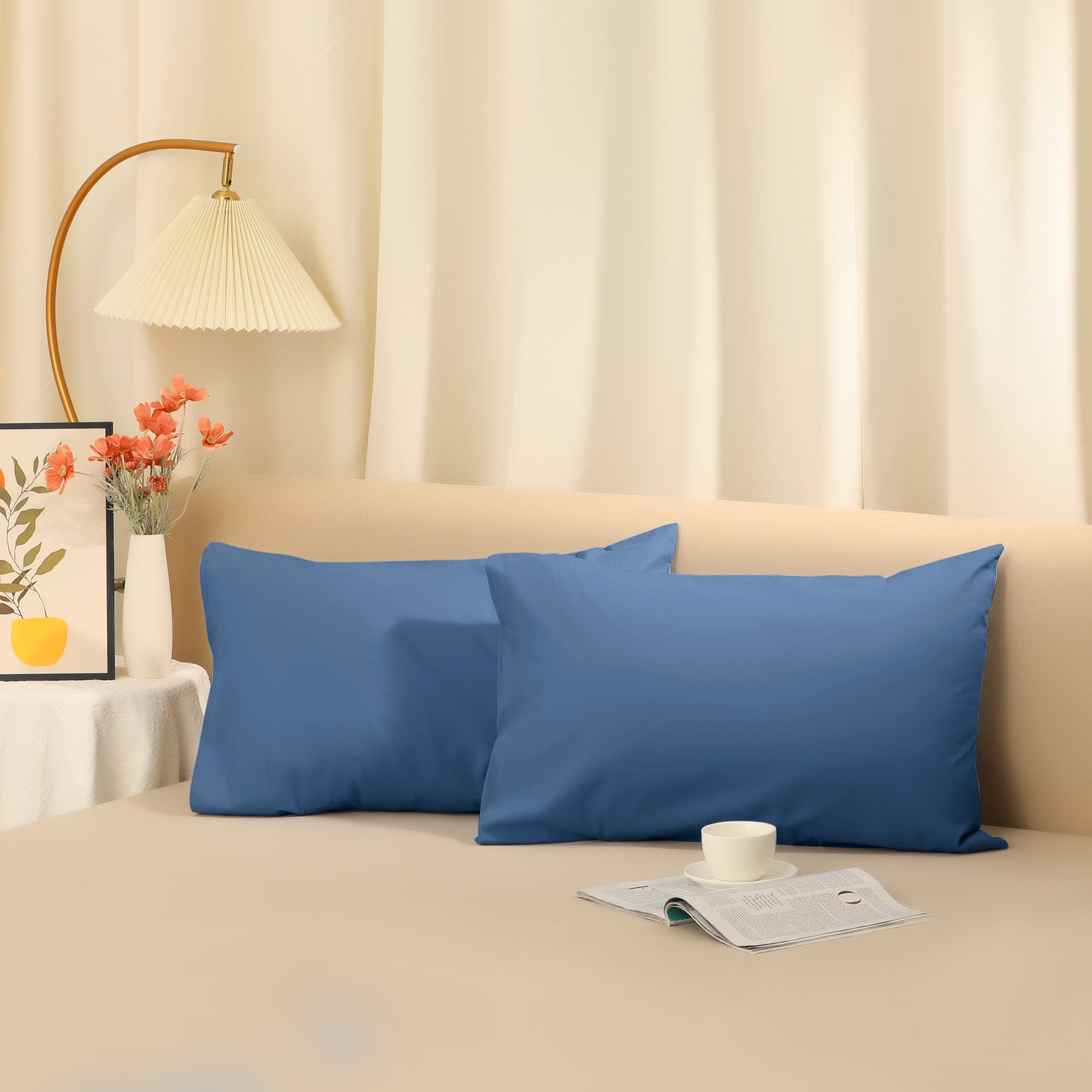 Cotton Pillowcases Set of 2 with Envelope Closure for Softness and Durable Standard