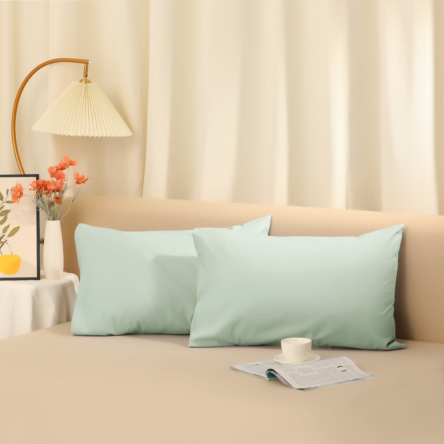 Cotton Pillowcases Set of 2 with Envelope Closure for Softness and Durable Standard