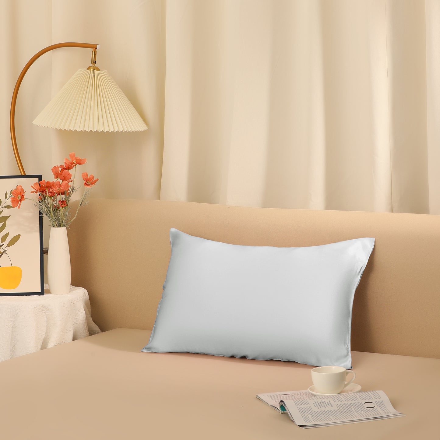 Satin Silk Pillowcase with 1 Pcs for Hair and Skin, Natural Silk Pillow Case with Envelope Closure