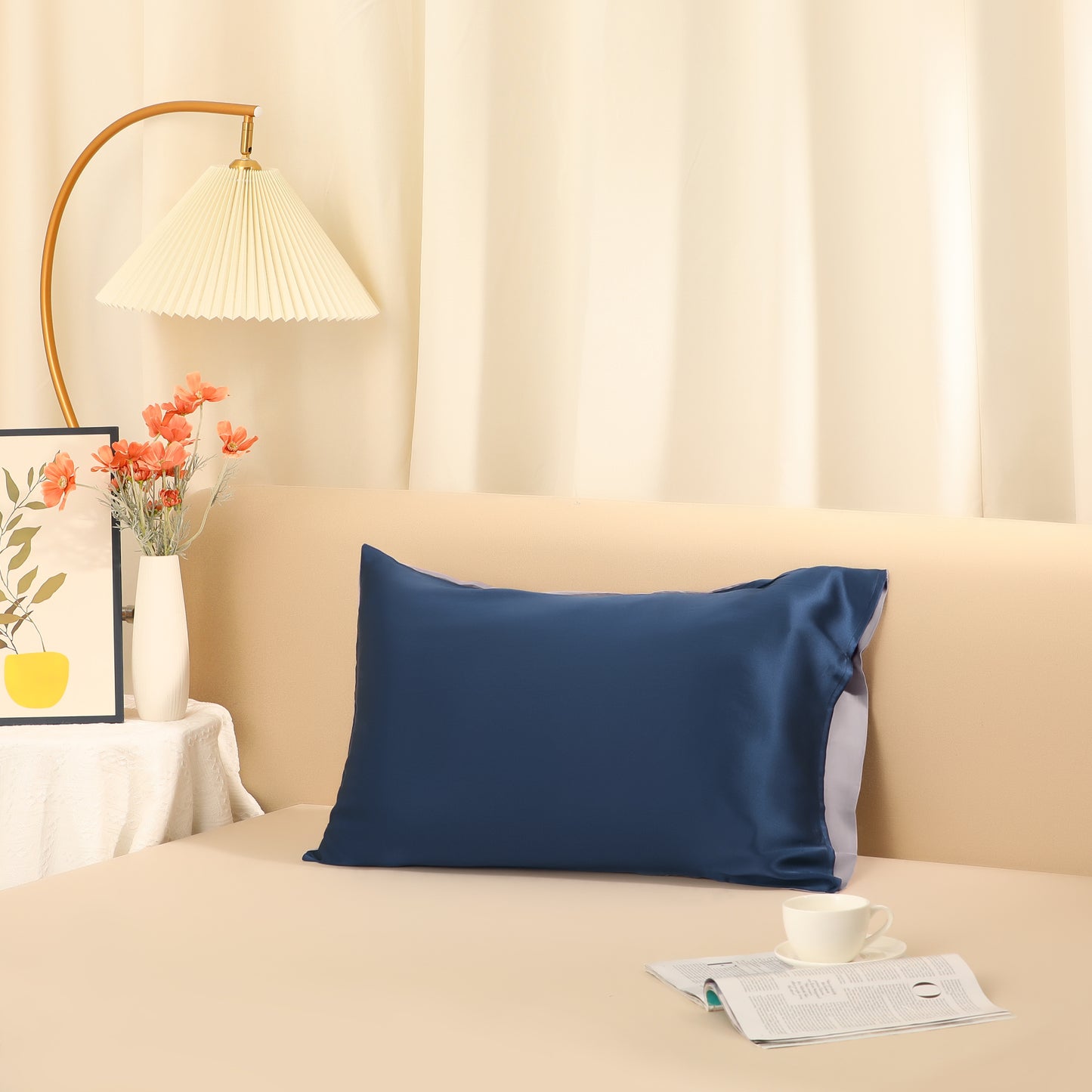 Satin Silk Pillowcase with 1 Pcs for Hair and Skin, Natural Silk Pillow Case with Envelope Closure