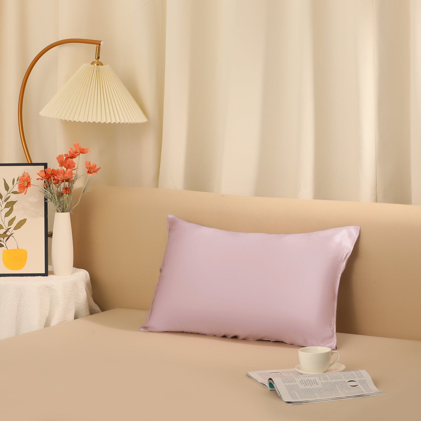 Satin Silk Pillowcase with 1 Pcs for Hair and Skin, Natural Silk Pillow Case with Envelope Closure