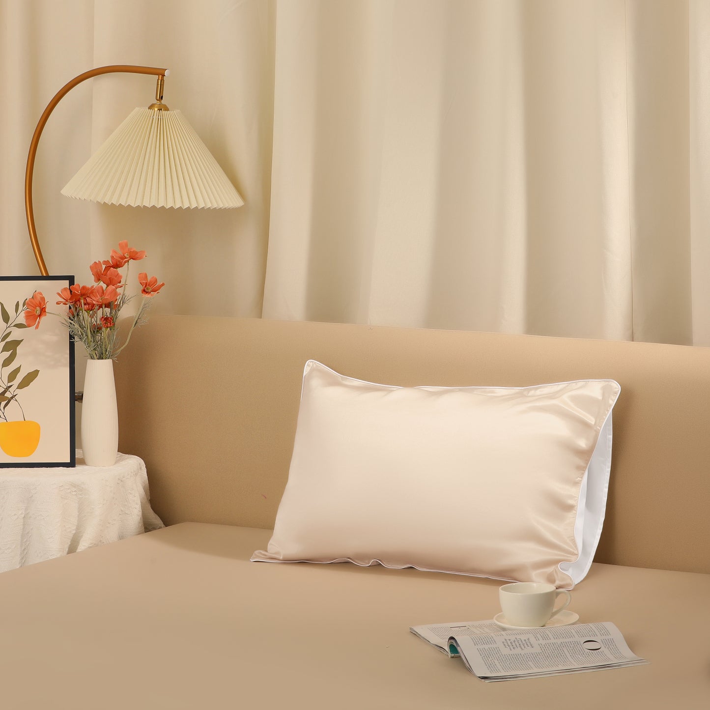 Silk Pillowcase for Hair and Skin Standard Set of 1 Soft and Smooth with Envelope Closure