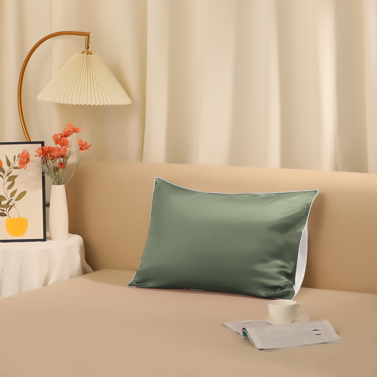 Silk Pillowcase for Hair and Skin Standard Set of 1 Soft and Smooth with Envelope Closure