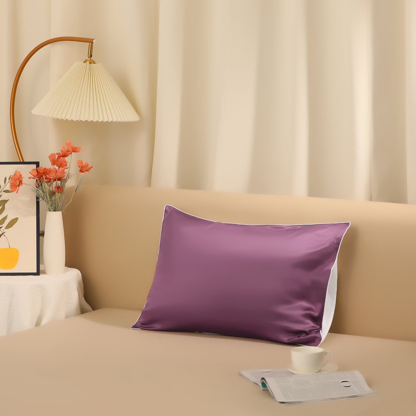 Silk Pillowcase for Hair and Skin Standard Set of 1 Soft and Smooth with Envelope Closure