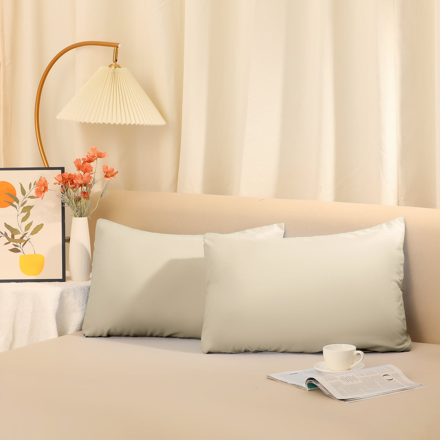 Cooling Pillowcase Set of 2 with Envelope Closure, Easy Care Pillow Cases for Friends Standard