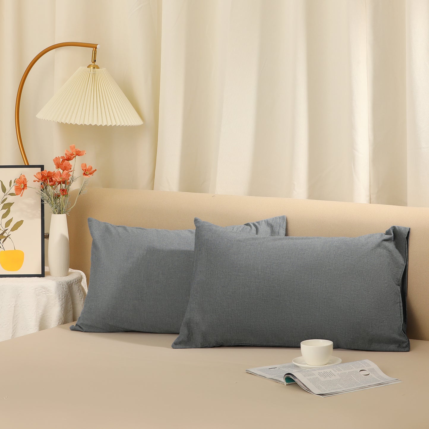 Cooling Pillowcase Set of 2 with Envelope Closure, Soft and Breathable Pillow Cases