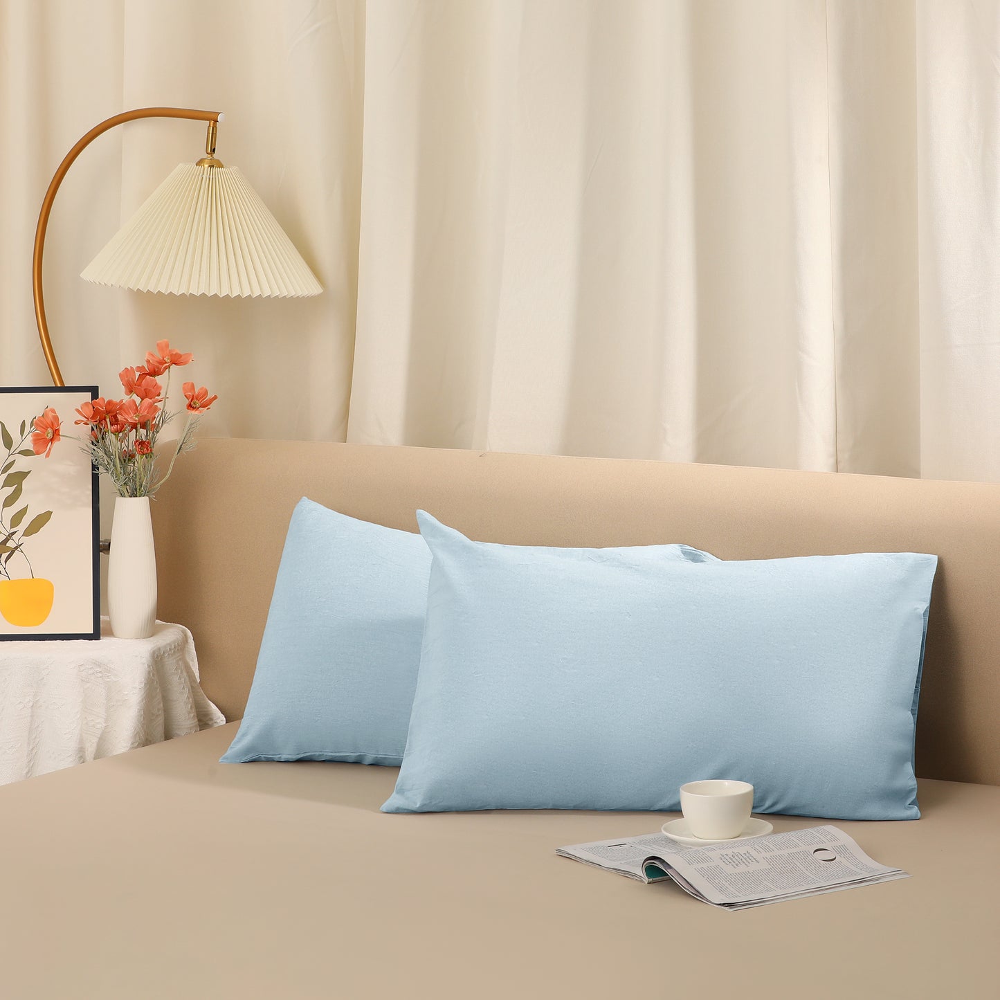 Cooling Pillowcase Set of 2 with Envelope Closure, Soft and Breathable Pillow Cases