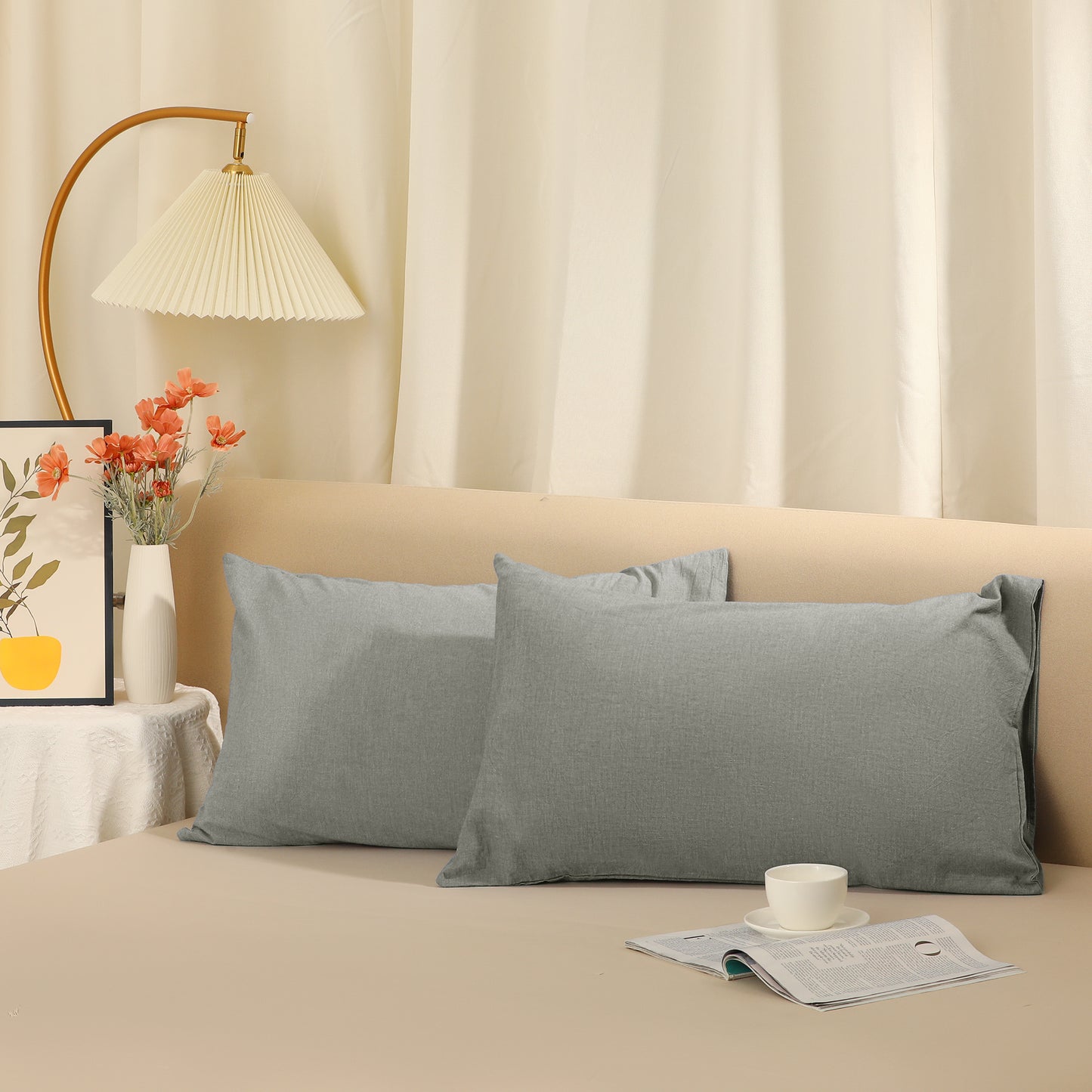 Cooling Pillowcase Set of 2 with Envelope Closure, Soft and Breathable Pillow Cases