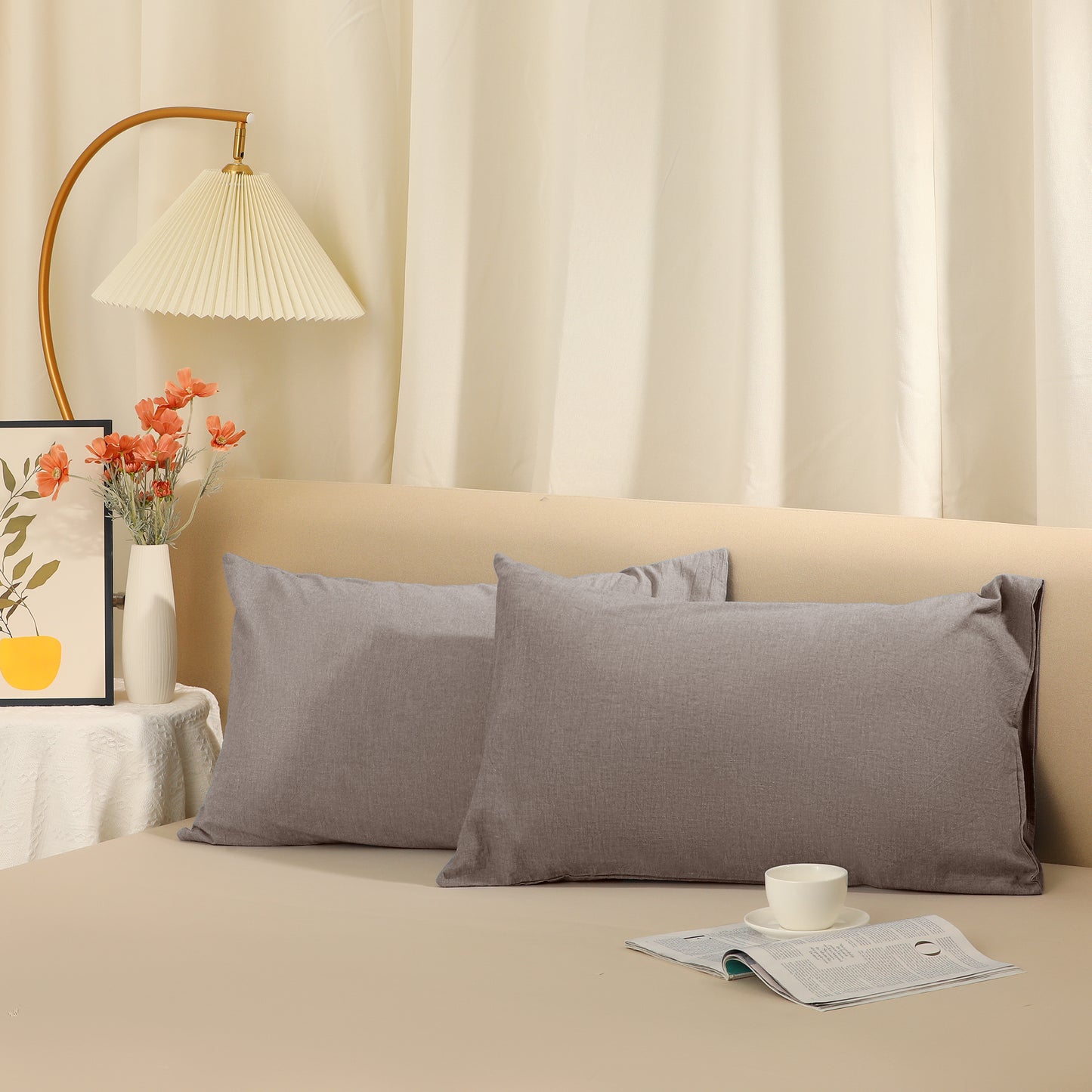 Cooling Pillowcase Set of 2 with Envelope Closure, Soft and Breathable Pillow Cases