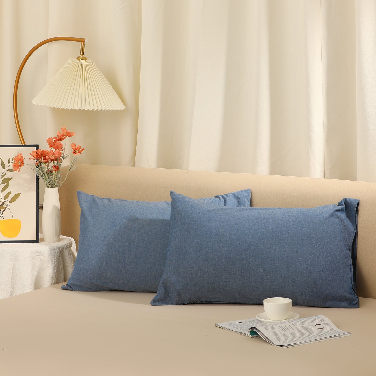 Cooling Pillowcase Set of 2 with Envelope Closure, Soft and Breathable Pillow Cases