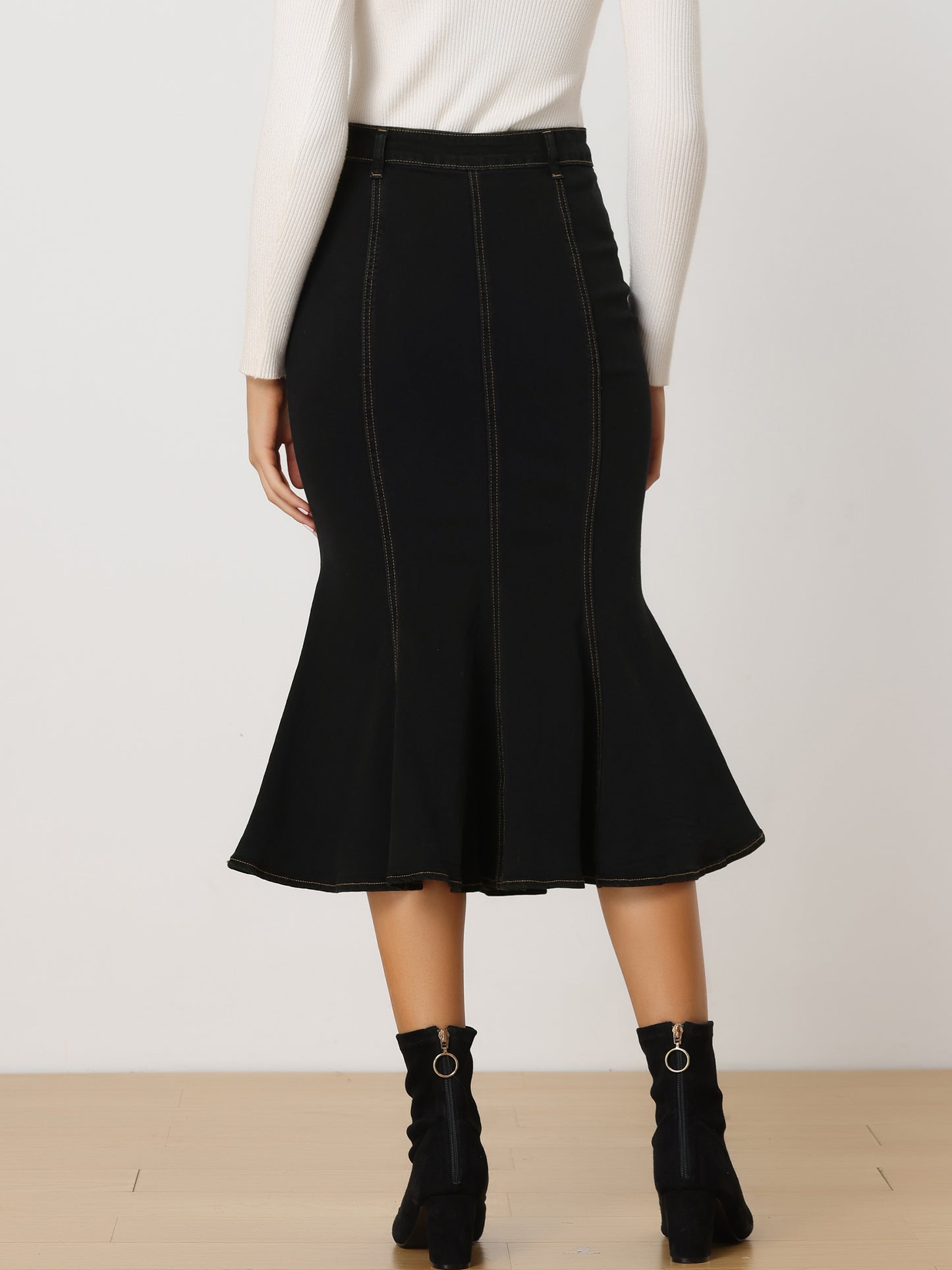 Women's Fishtail Denim Skirt Slim Fit Midi Skirts
