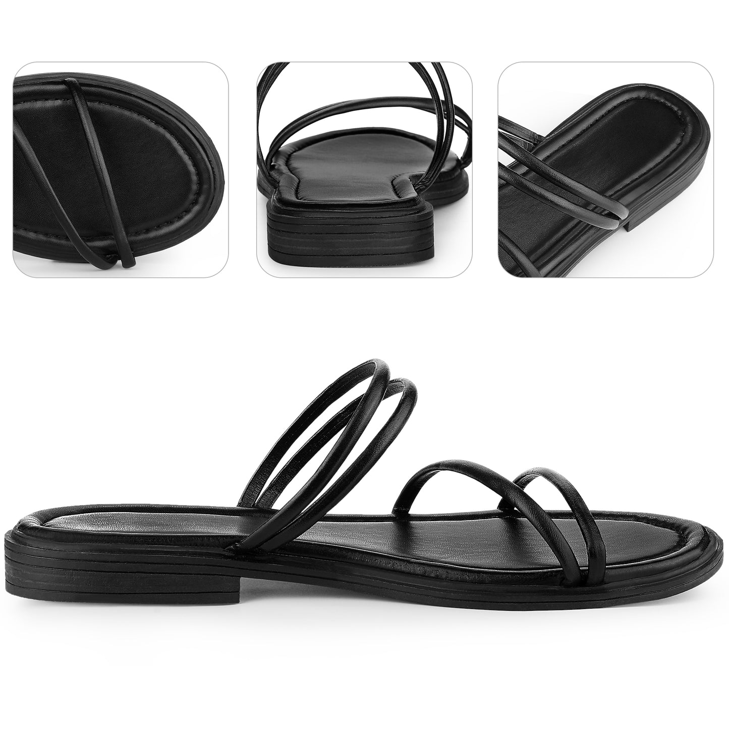 Women Slide Sandal Summer Strappy Slingback Flat Sandals