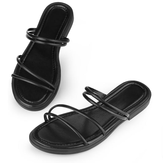 Women Slide Sandal Summer Strappy Slingback Flat Sandals