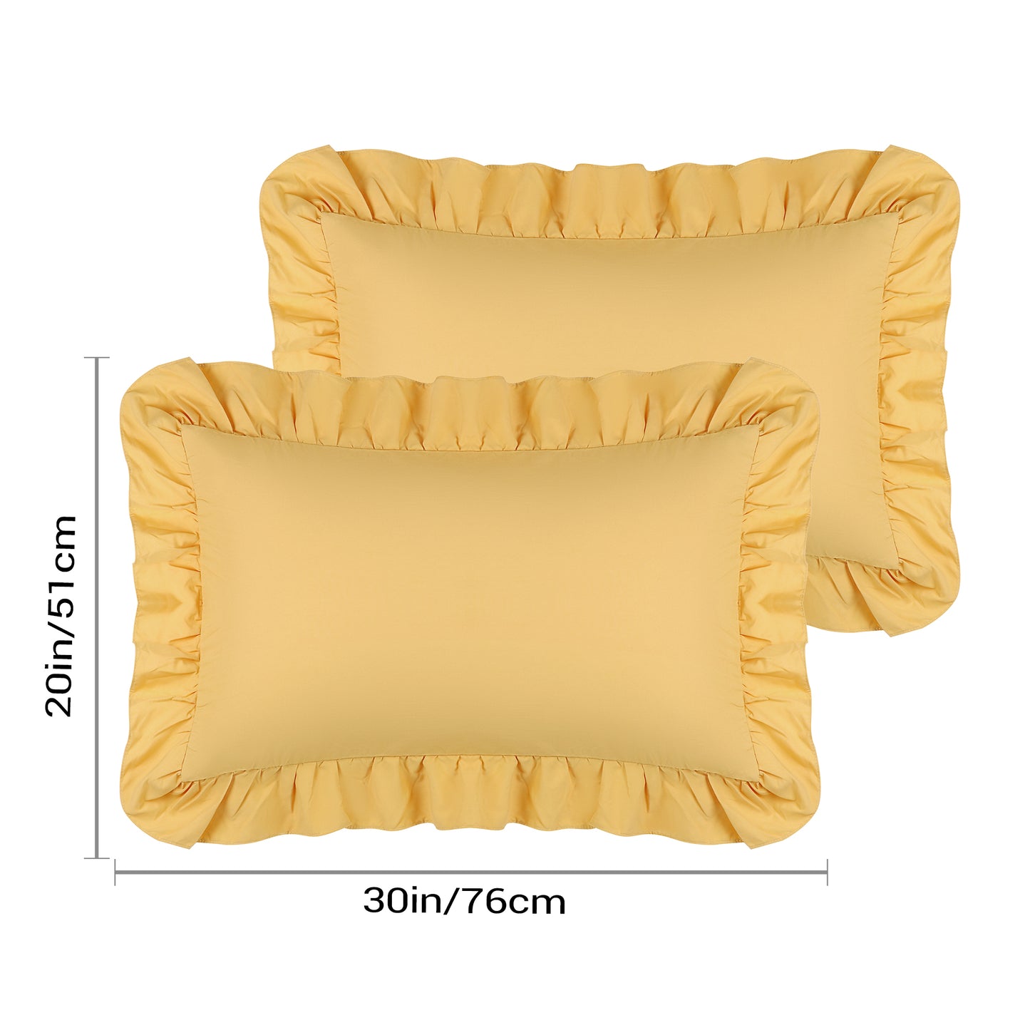 Single Layer Ruffled Pillowcase Standard Set of 2 with Envelope Closure, Birthday Gifts for Friends