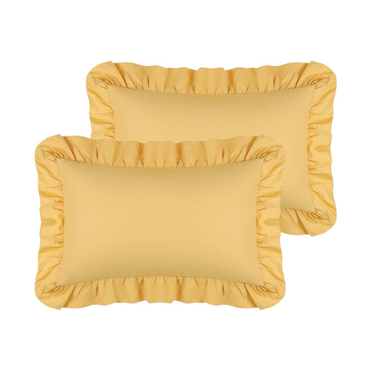 Single Layer Ruffled Pillowcase Standard Set of 2 with Envelope Closure, Birthday Gifts for Friends