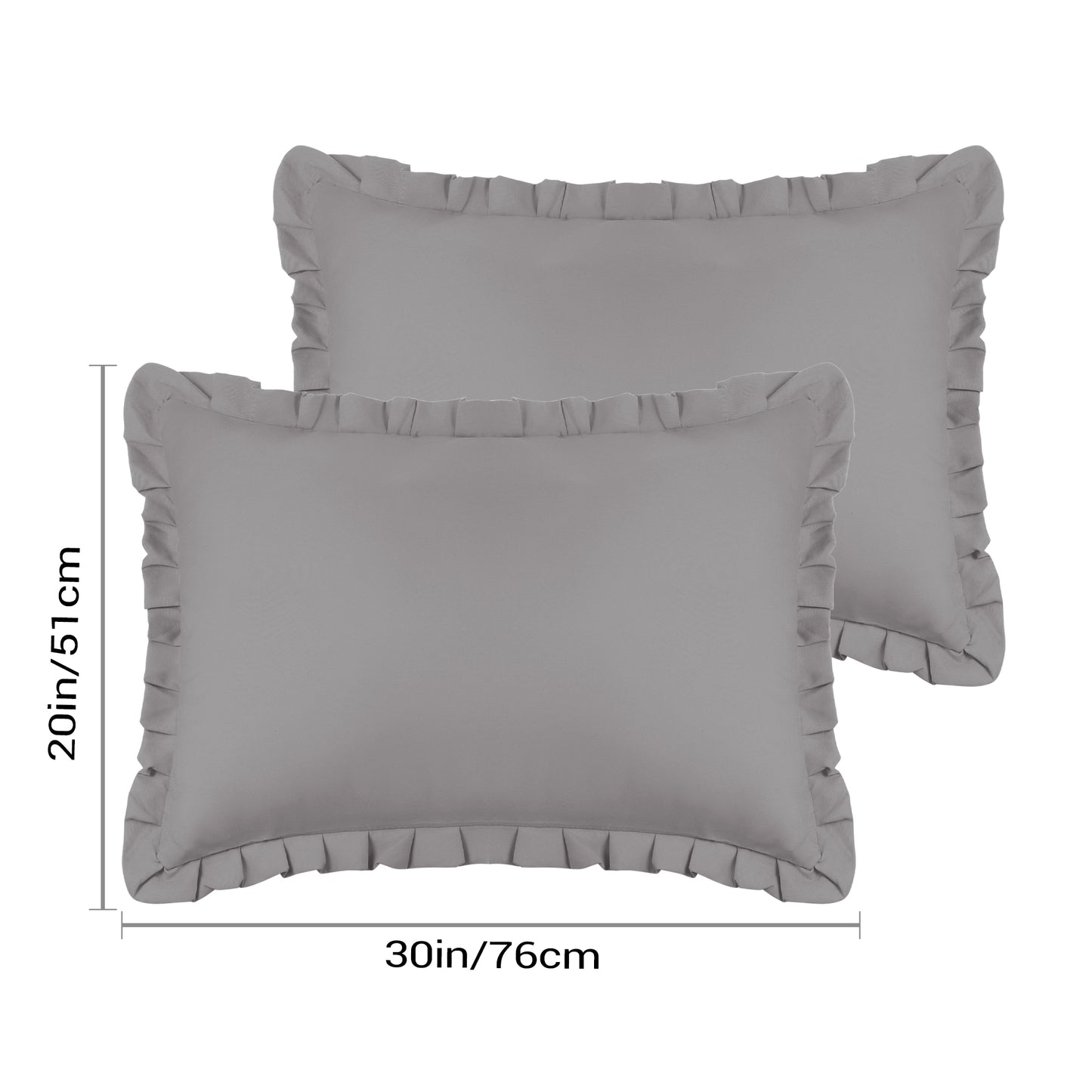 Ruffled Pillow Shams, Pack of 2 Edge Ruffled Pillow Cases Covers with Envelope Closure