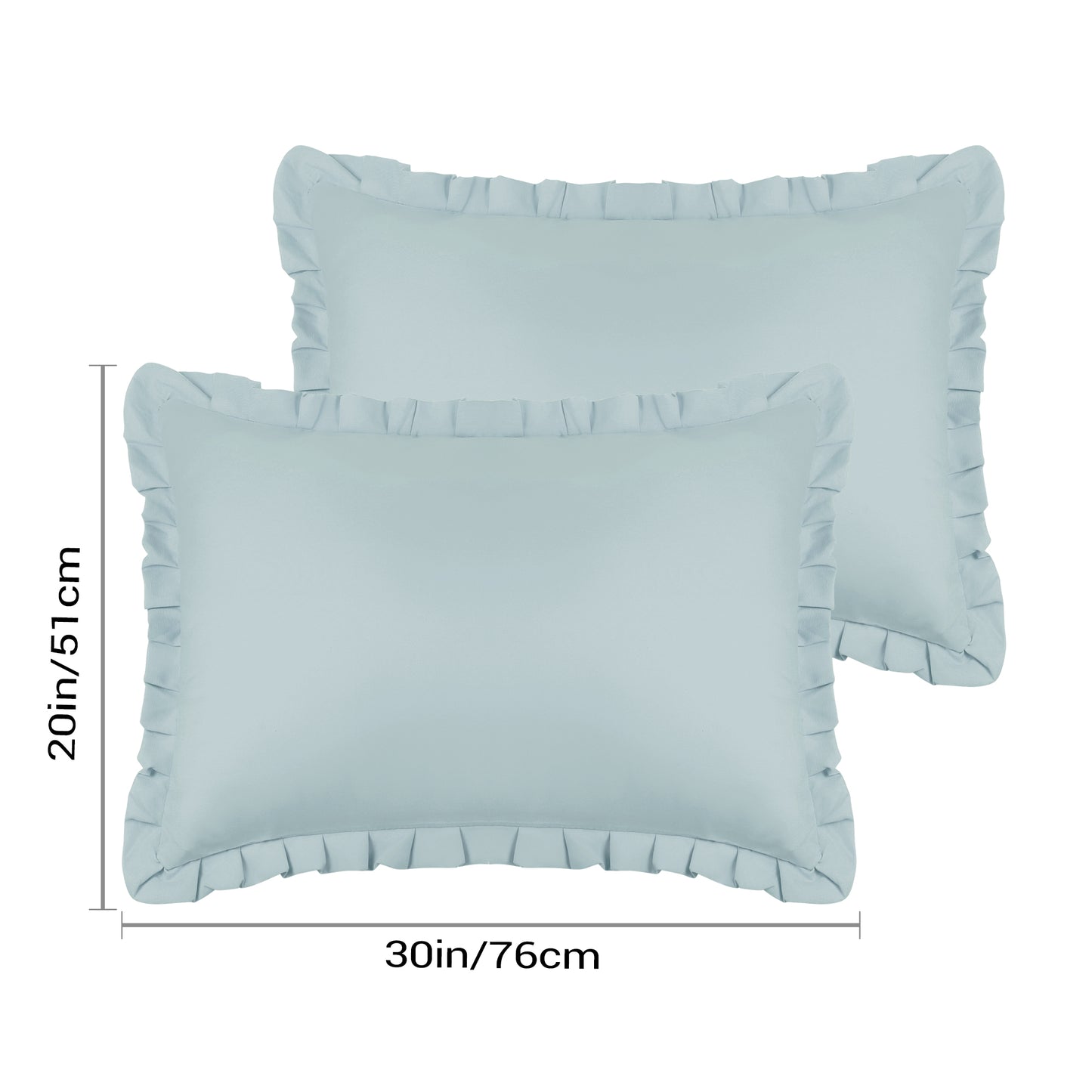 Ruffled Pillow Shams, Pack of 2 Edge Ruffled Pillow Cases Covers with Envelope Closure