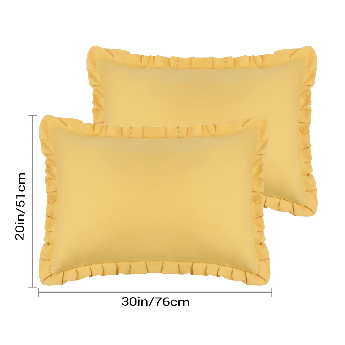 Ruffled Pillow Shams, Pack of 2 Edge Ruffled Pillow Cases Covers with Envelope Closure