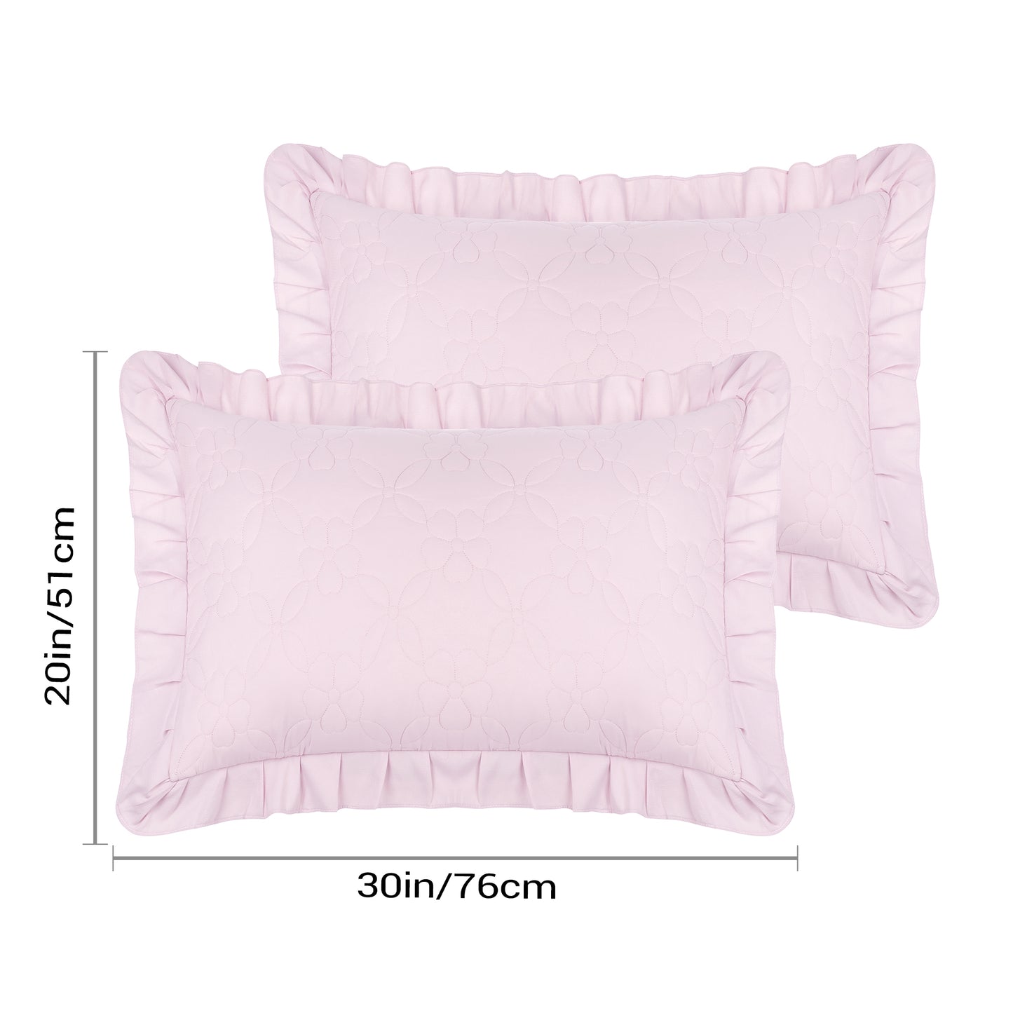 Pillowcase Single Layer Wide Ruffles Set of 2 Pillow Shams with Envelope Closure